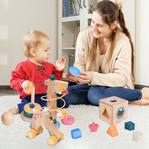 4-in-1 Wooden Montessori Toys for 3+ Year Old - Educational Sensory Toys for Toddlers Aged 3+, Baby Learning Toys for Boys and Girls, Christmas Thanksgiving Birthday Gifts in Saudi Arabia