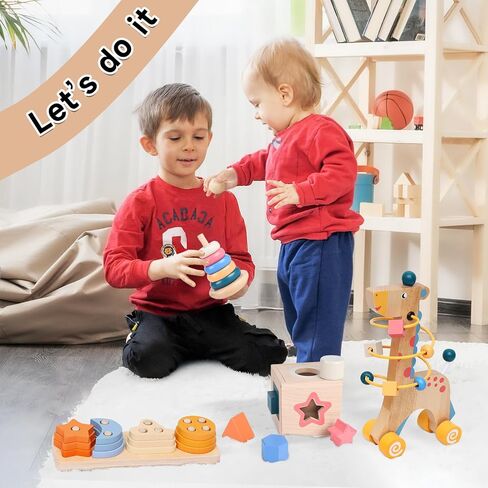4-in-1 Wooden Montessori Toys for 3+ Year Old - Educational Sensory Toys for Toddlers Aged 3+, Baby Learning Toys for Boys and Girls, Christmas Thanksgiving Birthday Gifts in Saudi Arabia