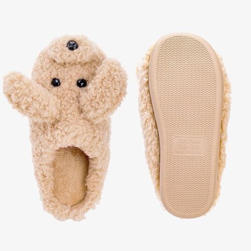 Frcctre Women's Cute Teddy Animal Slippers House Slippers, Size 8.5-9 Fluffy Slippers Memory Foam Winter Slippers Soft Fleece Plush House Slippers for Bedroom Living Room Indoor in Saudi Arabia