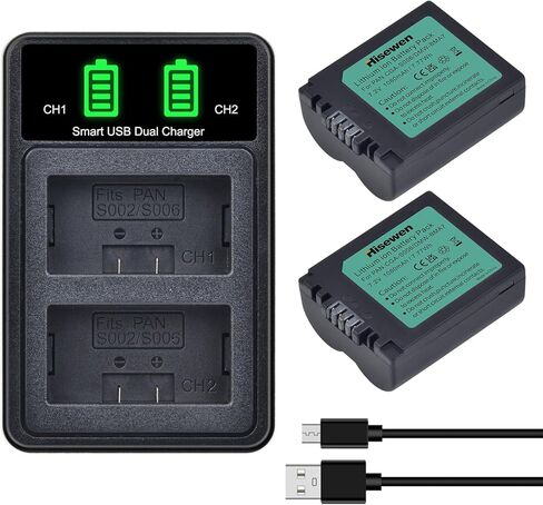 Hisewen CGA-S006 S006A S006E DMW-BMA7 بطارية وشاحن USB لباناسونيك لوميكس DMC-FZ7 DMC-FZ8 DMC-FZ18 DMC-FZ28 DMC-FZ30 DMC-FZ35 DMC-FZ38 DMC-FZ50 كاميرا رقمية in Kuwait