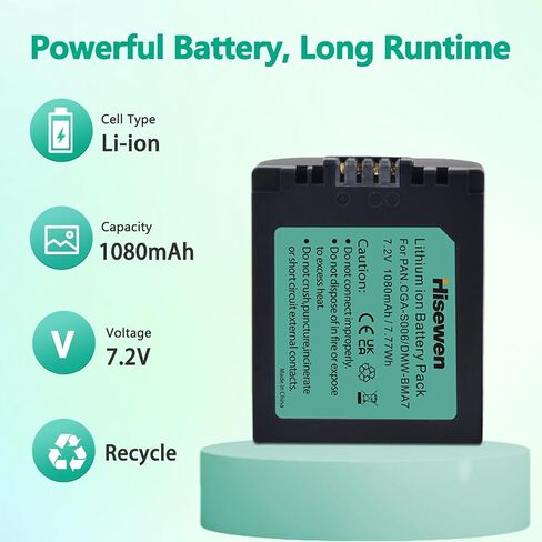 Hisewen CGA-S006 S006A S006E DMW-BMA7 بطارية وشاحن USB لباناسونيك لوميكس DMC-FZ7 DMC-FZ8 DMC-FZ18 DMC-FZ28 DMC-FZ30 DMC-FZ35 DMC-FZ38 DMC-FZ50 كاميرا رقمية in Kuwait