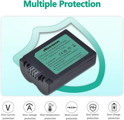 Hisewen CGA-S006 S006A S006E DMW-BMA7 بطارية وشاحن USB لباناسونيك لوميكس DMC-FZ7 DMC-FZ8 DMC-FZ18 DMC-FZ28 DMC-FZ30 DMC-FZ35 DMC-FZ38 DMC-FZ50 كاميرا رقمية in Kuwait