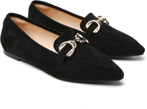 Tilocow Metal Chain Loafers Flats for Women Pointed Toe Slip on Flats Dressy Casual Comfortable Work Business Shoes in Saudi Arabia