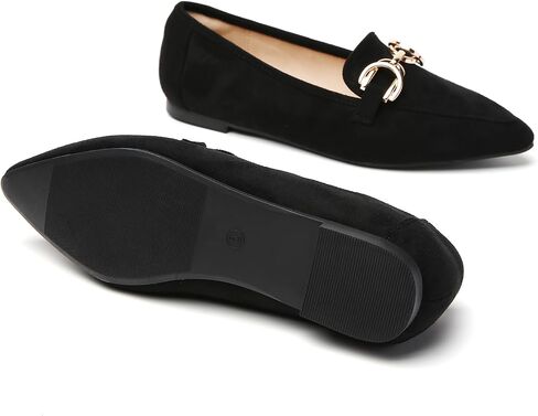 Tilocow Metal Chain Loafers Flats for Women Pointed Toe Slip on Flats Dressy Casual Comfortable Work Business Shoes in Saudi Arabia