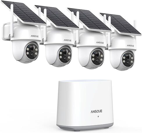 Security Cameras Wireless Outdoor Home System, 2 Camera Kit, No Subscription Fees, Solar Powered, Local Storage, 365-Day Battery Life, 360°PTZ Surveillance, Auto Tracking, 2K Color Night Vision in Kuwait
