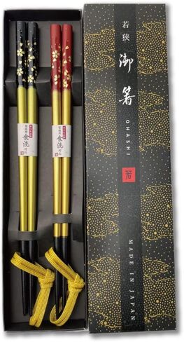 Premium Japanese Chopsticks Reusable 2pcs set [ Made in Japan ] Traditional Lacquer Art Wooden Chopsticks (Flower Navy/Purple(YM204)) in Saudi Arabia