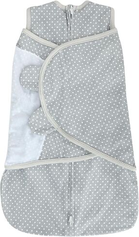 LANDICI Baby Sleep Sack 0-3 Months, 100% Cotton Swaddles for Newborns, Baby Wearable Blanket, Sleeping Bag with 2-Way Zip for Baby Girl Boy, Easy Changes Swaddle Sack (Gray Polka Dots, One Size) in Saudi Arabia