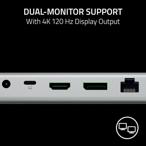 Razer USB 4 Dock, 14 Ports, Windows & Mac Compatible, Black | USB-C, USB-A, HDMI, DP, Ethernet, SD, 3.5mm, Dual Monitor (4K 120 Hz), Laptop & Phone Fast Charge, Durable Lightweight Casing in Saudi Arabia