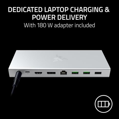 Razer USB 4 Dock, 14 Ports, Windows & Mac Compatible, Black | USB-C, USB-A, HDMI, DP, Ethernet, SD, 3.5mm, Dual Monitor (4K 120 Hz), Laptop & Phone Fast Charge, Durable Lightweight Casing in Saudi Arabia