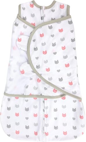 LANDICI Baby Sleep Sack 0-3 Months, 100% Cotton Swaddles for Newborns, Baby Wearable Blanket, Sleeping Bag with 2-Way Zip for Baby Girl Boy, Easy Changes Swaddle Sack (Gray Polka Dots, One Size) in Saudi Arabia
