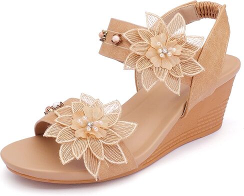 Womens Wedge Sandals Elastic Ankle Straps Open Toe Elegant Thick Soles Comfortable Dream Pairs in Saudi Arabia