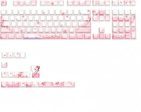 Cherry Blossom Pink Keycaps,PBT Dye Sub OEM Profile Cute Flower Keycaps Full Size 134 Keys Custom keycap Set for Cherry MX Switches 104 60% 75% Mechanical Gaming Keyboard DIY keycaps in Saudi Arabia