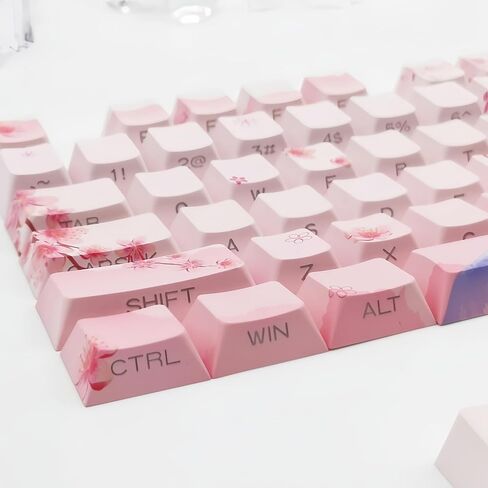 Cherry Blossom Pink Keycaps,PBT Dye Sub OEM Profile Cute Flower Keycaps Full Size 134 Keys Custom keycap Set for Cherry MX Switches 104 60% 75% Mechanical Gaming Keyboard DIY keycaps in Saudi Arabia