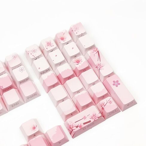 Cherry Blossom Pink Keycaps,PBT Dye Sub OEM Profile Cute Flower Keycaps Full Size 134 Keys Custom keycap Set for Cherry MX Switches 104 60% 75% Mechanical Gaming Keyboard DIY keycaps in Saudi Arabia