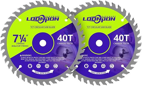 7-1/4'' Circular Saw Blades with x5/8''Arbor,40 Tooth Alloy Steel TCT Cutting Disc for Cuts Hard & Soft Wood,Chipboard & Plywood,2PC in Saudi Arabia