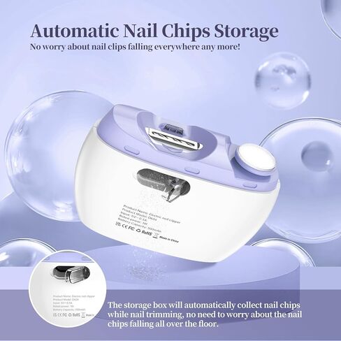 مقص أظافر كهربائي، ملمع أظافر 2 في 1، مقص أظافر أوتوماتيكي بسرعتين، مبرد أظافر مع ضوء، مجموعة مانيكير للنساء مقصات أظافر للأطفال الصغار وكبار السن والأيدي الضعيفة in Kuwait