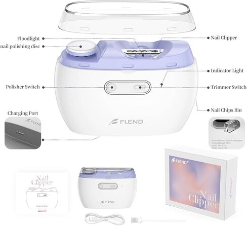 مقص أظافر كهربائي، ملمع أظافر 2 في 1، مقص أظافر أوتوماتيكي بسرعتين، مبرد أظافر مع ضوء، مجموعة مانيكير للنساء مقصات أظافر للأطفال الصغار وكبار السن والأيدي الضعيفة in Kuwait