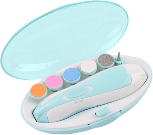 Baby Nail Trimmer Electric, Baby Nail Clippers Safe Baby Nail File Kit Manicure Set, Trim Polish Grooming Kit for Newborn (Blue) in Saudi Arabia