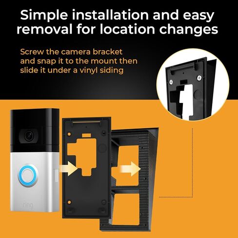 SplashNColor No-Drill Ring Doorbell Mount for Vinyl Siding, Compatible with Ring Doorbell 1, 2, 3, 4 and Battery Models – Easy No-Holes Installation for Apartment and HOA-Friendly Setup in Saudi Arabia