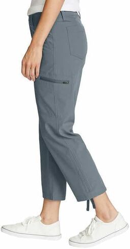 Eddie Bauer Capri Pants for Women with Side Zipprer Cargo Pocket - Women's Hiking Pants with Belt Loop - Ripstop Capri (Black, 12) in Saudi Arabia