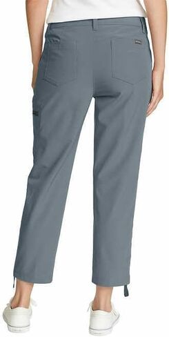 Eddie Bauer Capri Pants for Women with Side Zipprer Cargo Pocket - Women's Hiking Pants with Belt Loop - Ripstop Capri (Black, 12) in Saudi Arabia