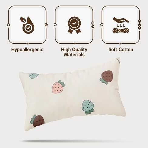 Toddler Pillowcase for Bedtime 2 Pack, 13" x 18" - Organic 100% Cotton Pillow Case with Fun for Boy & Girl - Pillowcase Only (Strawberry) in Saudi Arabia