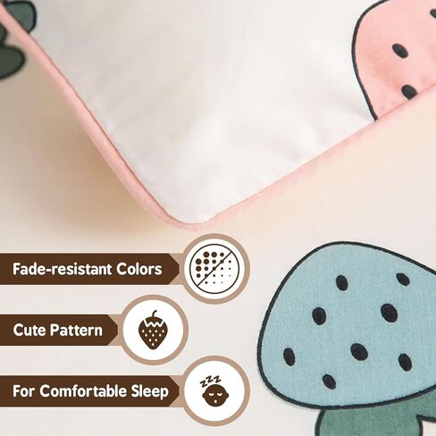 Toddler Pillowcase for Bedtime 2 Pack, 13" x 18" - Organic 100% Cotton Pillow Case with Fun for Boy & Girl - Pillowcase Only (Strawberry) in Saudi Arabia