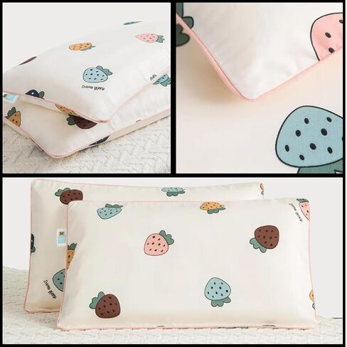 Toddler Pillowcase for Bedtime 2 Pack, 13" x 18" - Organic 100% Cotton Pillow Case with Fun for Boy & Girl - Pillowcase Only (Strawberry) in Saudi Arabia