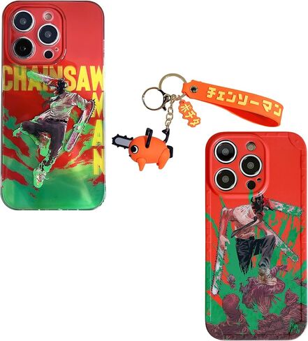 Anime Phone Case Compatible with iPhone 12,Denji Chainsaw Man Phone Case for iPhone 11 12 13 14,Comes with Cute Keychain,Style2 in Saudi Arabia