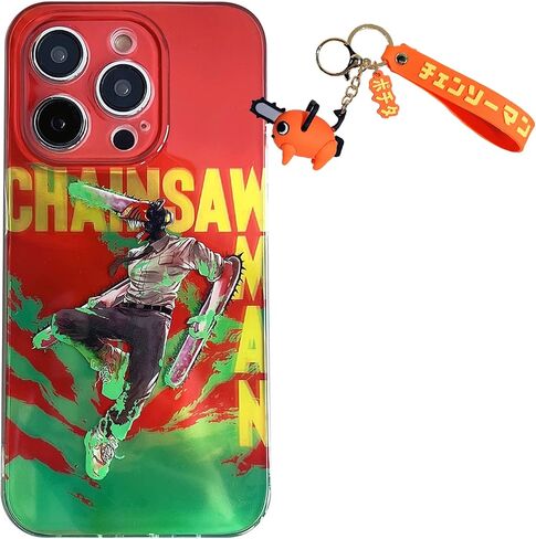 Anime Phone Case Compatible with iPhone 12,Denji Chainsaw Man Phone Case for iPhone 11 12 13 14,Comes with Cute Keychain,Style2 in Saudi Arabia