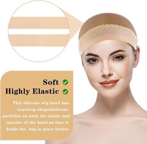 6 Pcs Silicone Wig Grips, Adjustable Wig Headband Elastic Wig Clips, Non-slip Wig Grips Front Lace Wig Bands, Women Wig Accessories for Fixing Wigs(Skin Tone) in Saudi Arabia