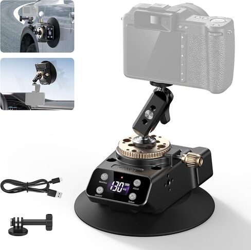 NEEWER 6" Electric Camera Suction Mount with Ball Head Magic Arm, Automatic Air Pump Vacuum Suction Cup, Aluminum Alloy Car Windshield Window Mount for Action Camera/Camera/Phone, CA017 in Saudi Arabia