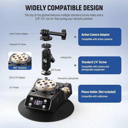 NEEWER 6" Electric Camera Suction Mount with Ball Head Magic Arm, Automatic Air Pump Vacuum Suction Cup, Aluminum Alloy Car Windshield Window Mount for Action Camera/Camera/Phone, CA017 in Saudi Arabia