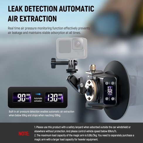 NEEWER 6" Electric Camera Suction Mount with Ball Head Magic Arm, Automatic Air Pump Vacuum Suction Cup, Aluminum Alloy Car Windshield Window Mount for Action Camera/Camera/Phone, CA017 in Saudi Arabia