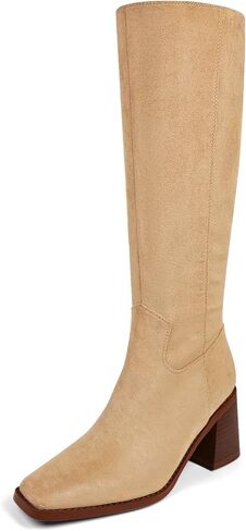UBWDU Knee High Boots Women Chunky Heel Square Toe Tall Boots High Heel Long Booties with Zip in Saudi Arabia