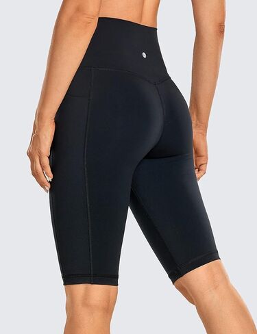 CRZ YOGA Women's Naked Feeling Long Biker Shorts - 10'' High Waist Workout Yoga Gym Running Spandex Shorts Side Pockets in Saudi Arabia