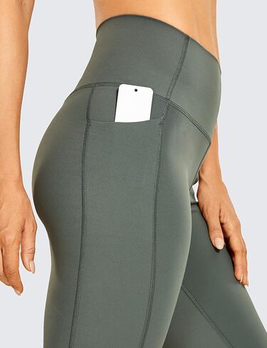 CRZ YOGA Women's Naked Feeling Long Biker Shorts - 10'' High Waist Workout Yoga Gym Running Spandex Shorts Side Pockets in Saudi Arabia