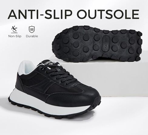 LUCKY STEP Women's Platform Retro Sneakers Classic Trainers Casual Footwear Tennis Running Chunky Lace-up Stylish Walking Shoes in Kuwait