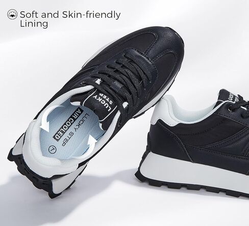 LUCKY STEP Women's Platform Retro Sneakers Classic Trainers Casual Footwear Tennis Running Chunky Lace-up Stylish Walking Shoes in Kuwait