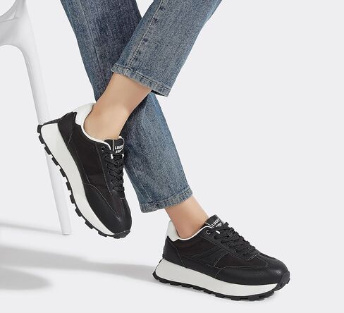 LUCKY STEP Women's Platform Retro Sneakers Classic Trainers Casual Footwear Tennis Running Chunky Lace-up Stylish Walking Shoes in Kuwait