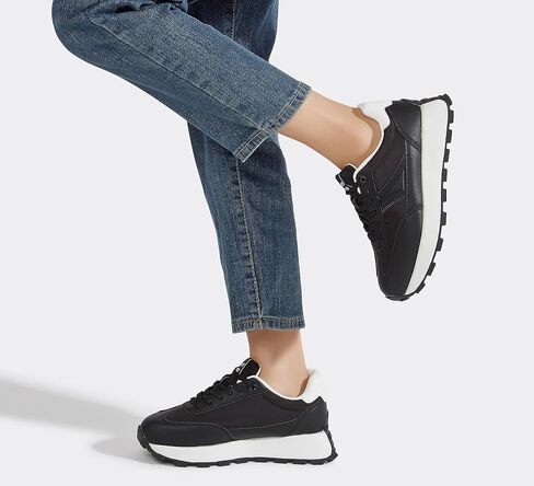 LUCKY STEP Women's Platform Retro Sneakers Classic Trainers Casual Footwear Tennis Running Chunky Lace-up Stylish Walking Shoes in Kuwait