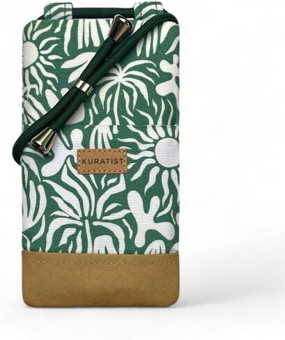 NELA Cotton Twill & Paper Phone Sleeve with Strap - Handmade Phone Case Compatible with iPhone (Midnight Bloom, Medium) in Kuwait