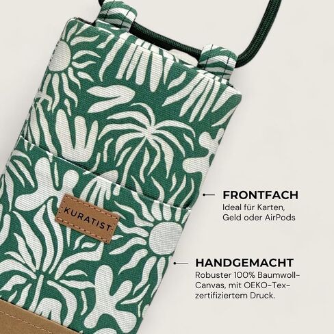 NELA Cotton Twill & Paper Phone Sleeve with Strap - Handmade Phone Case Compatible with iPhone (Midnight Bloom, Medium) in Kuwait