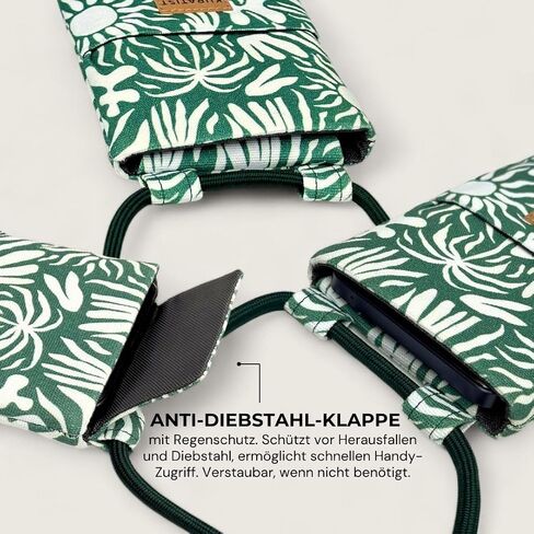 NELA Cotton Twill & Paper Phone Sleeve with Strap - Handmade Phone Case Compatible with iPhone (Midnight Bloom, Medium) in Kuwait