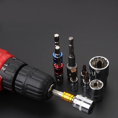 مجموعة مفك عالمية، 3 قطع 1/4 3/8 1/2 بوصة مجموعة محول مقبس مثقاب، ملحق مثقاب زاوية يمين أسود 105 درجة، مجموعة مفك تمديد سداسي لقمة مفك براغي in Kuwait