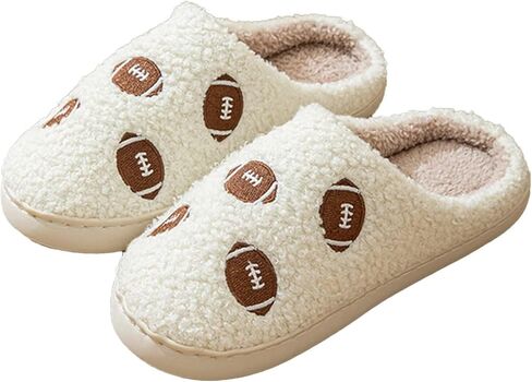 Rugby Slippers for Women Men Sports Football Slippers Cute Cartoon Embroidery Soft Warm House Indoor Shoes in Saudi Arabia