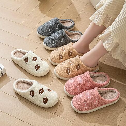 Rugby Slippers for Women Men Sports Football Slippers Cute Cartoon Embroidery Soft Warm House Indoor Shoes in Saudi Arabia