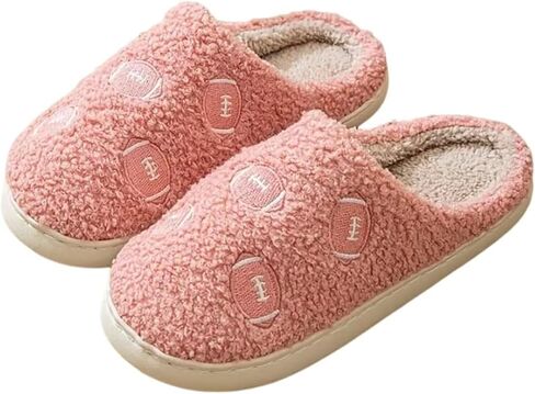 Rugby Slippers for Women Men Sports Football Slippers Cute Cartoon Embroidery Soft Warm House Indoor Shoes in Saudi Arabia