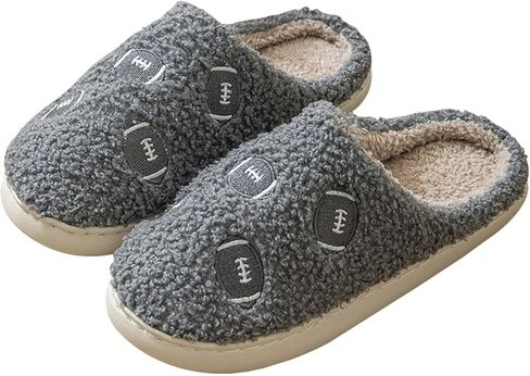 Rugby Slippers for Women Men Sports Football Slippers Cute Cartoon Embroidery Soft Warm House Indoor Shoes in Saudi Arabia