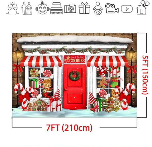 Mocsicka Christmas Candy Store Backdrop for Photography Xmas Gingerbread Store Photo Background Red and White Candy Cane Holiday Party Decor Portrait Studio Booth Photobooth Props (7x5ft) in Saudi Arabia